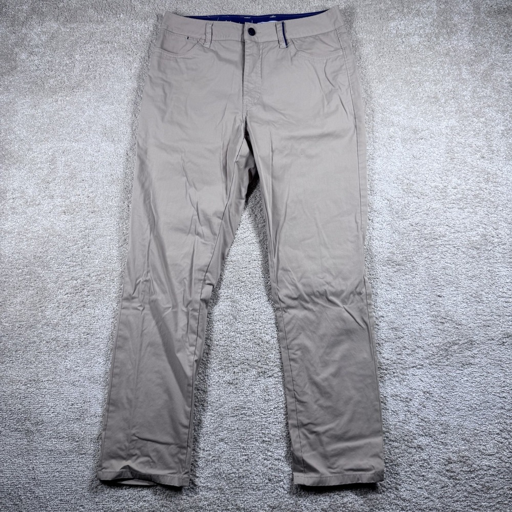 Johnnie-O Pants Mens 32x30 Beige Prep-Formance Golf Mid-Rise‎ Straight Fit Chino